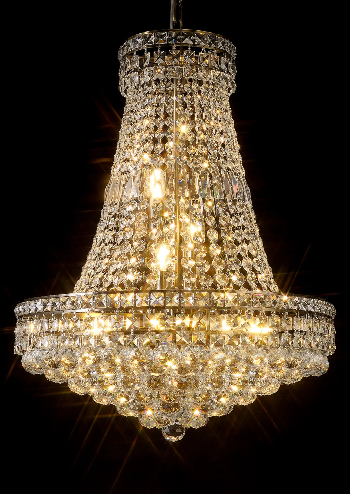 Frances Crystal Chandelier 14 Light (19.8kg) Antique Brass